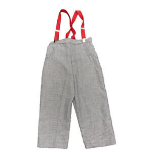 Vintage Kitestrings 3T Outfit‎ Set Houndstooth Overall Bibb Pants Suspender